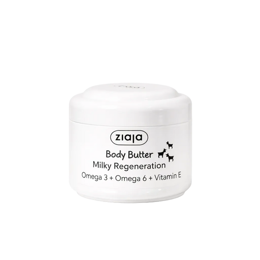 Ziaja Body Butter Milky Regeneration jar on a white background