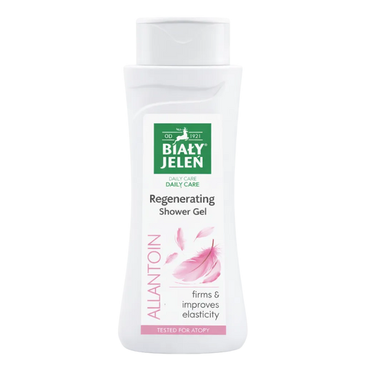 Biały Jelen regenerating shower gel bottle on a white background