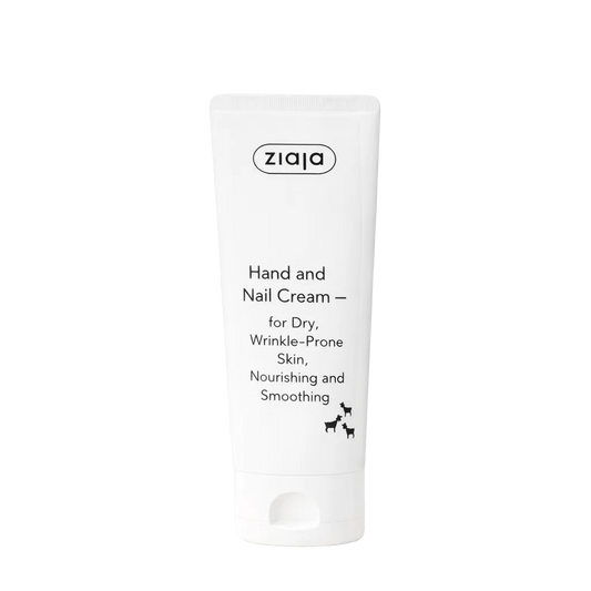 Ziaja hand and nail cream on a white background