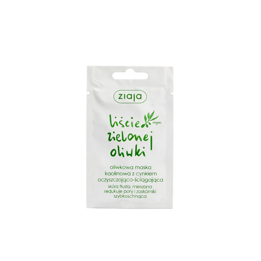 Ziaja green olive oil mask packaging on a white background